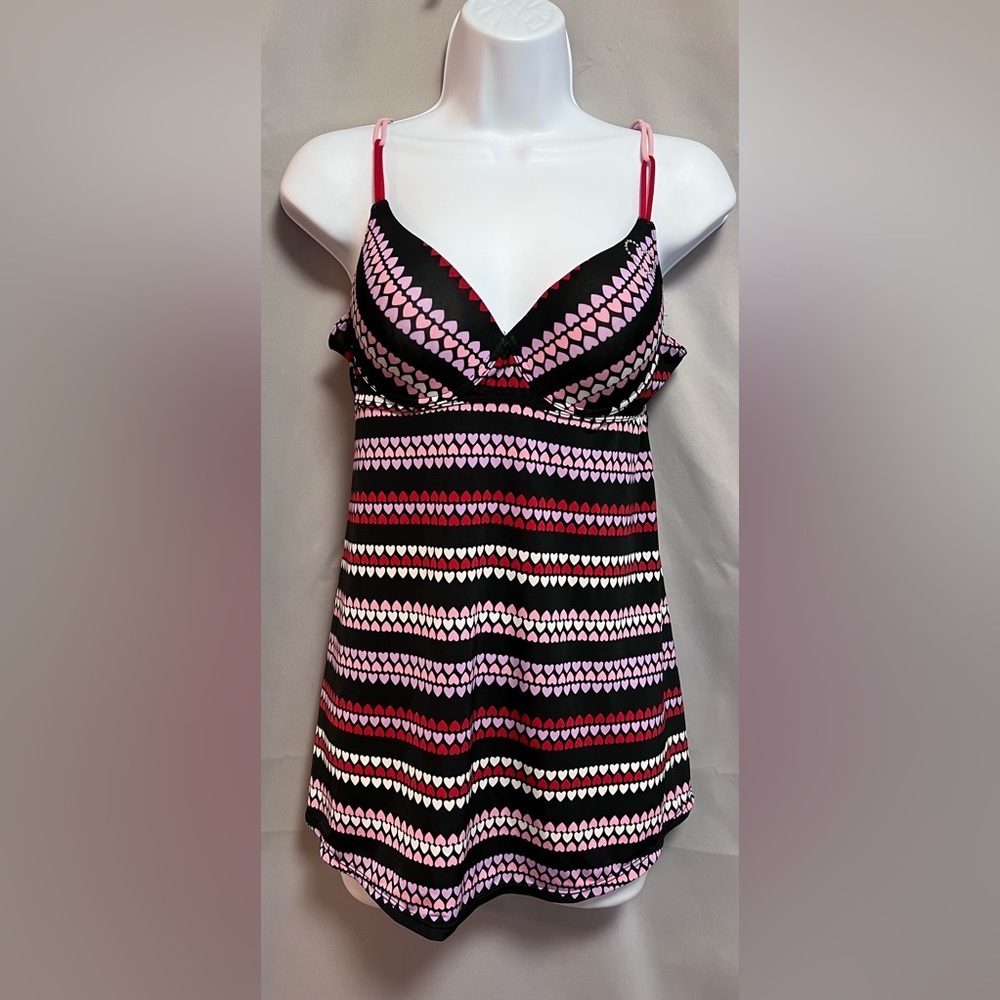 Victoria's Secret Black, White &‎ Hot Pink Babydoll Lingerie Top Size 36B padded
